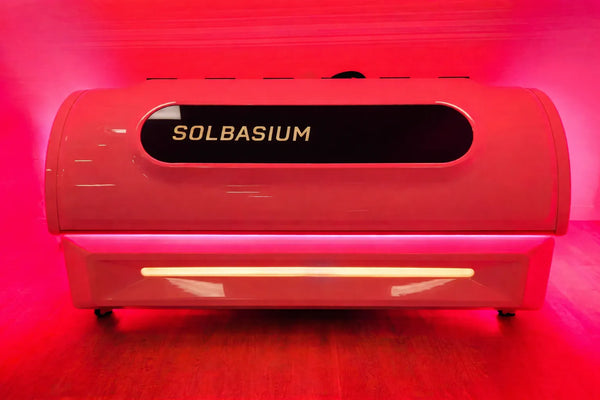 Helios Commercial White Red Light Therapy Bed by Solbasium - Full Body Photobiomodulation System in Red Light Mode