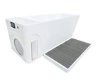 Side view of cold plunge tub, showing a textured mat placed beside it for user comfort.