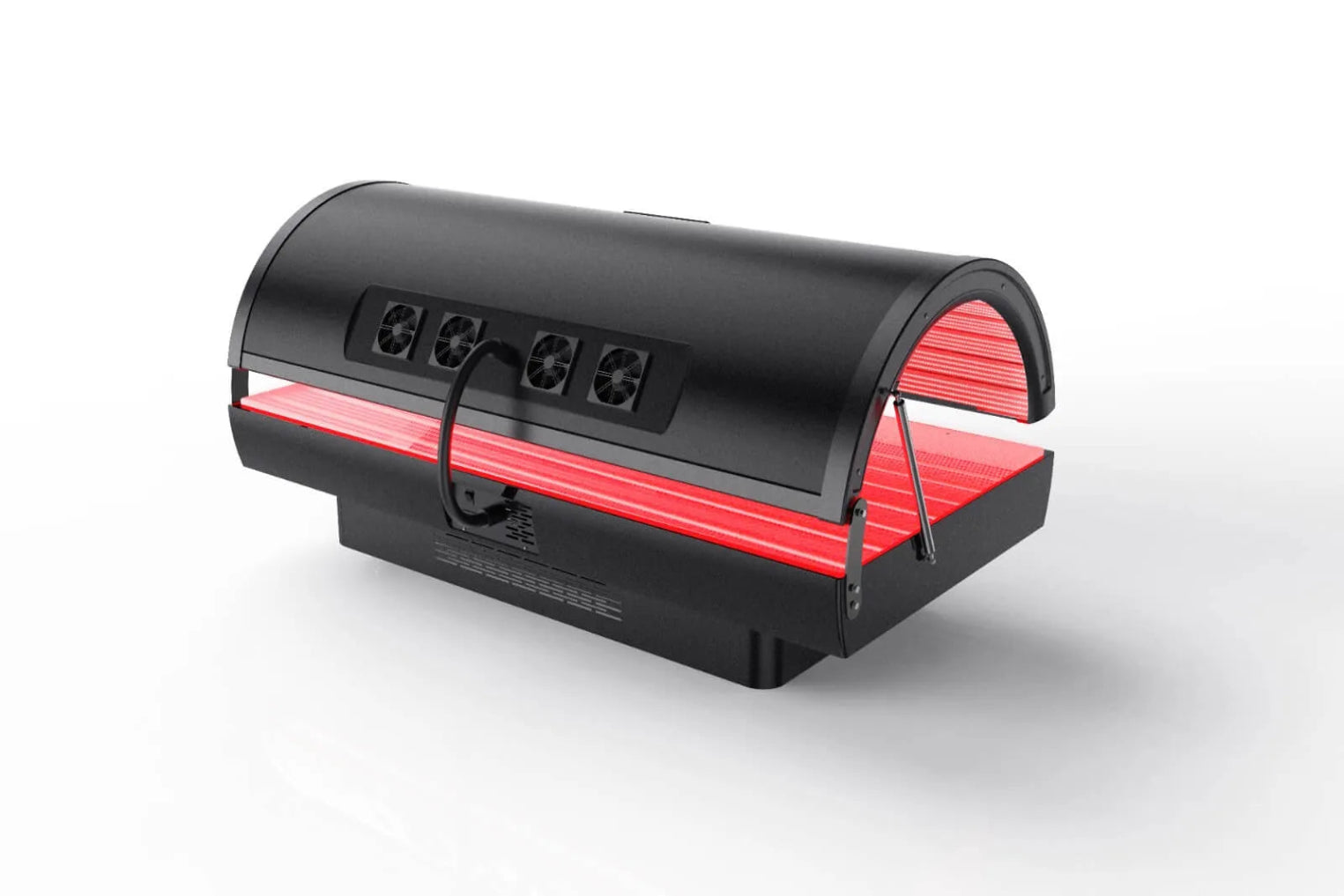 Black red light therapy with digital display back view of bed