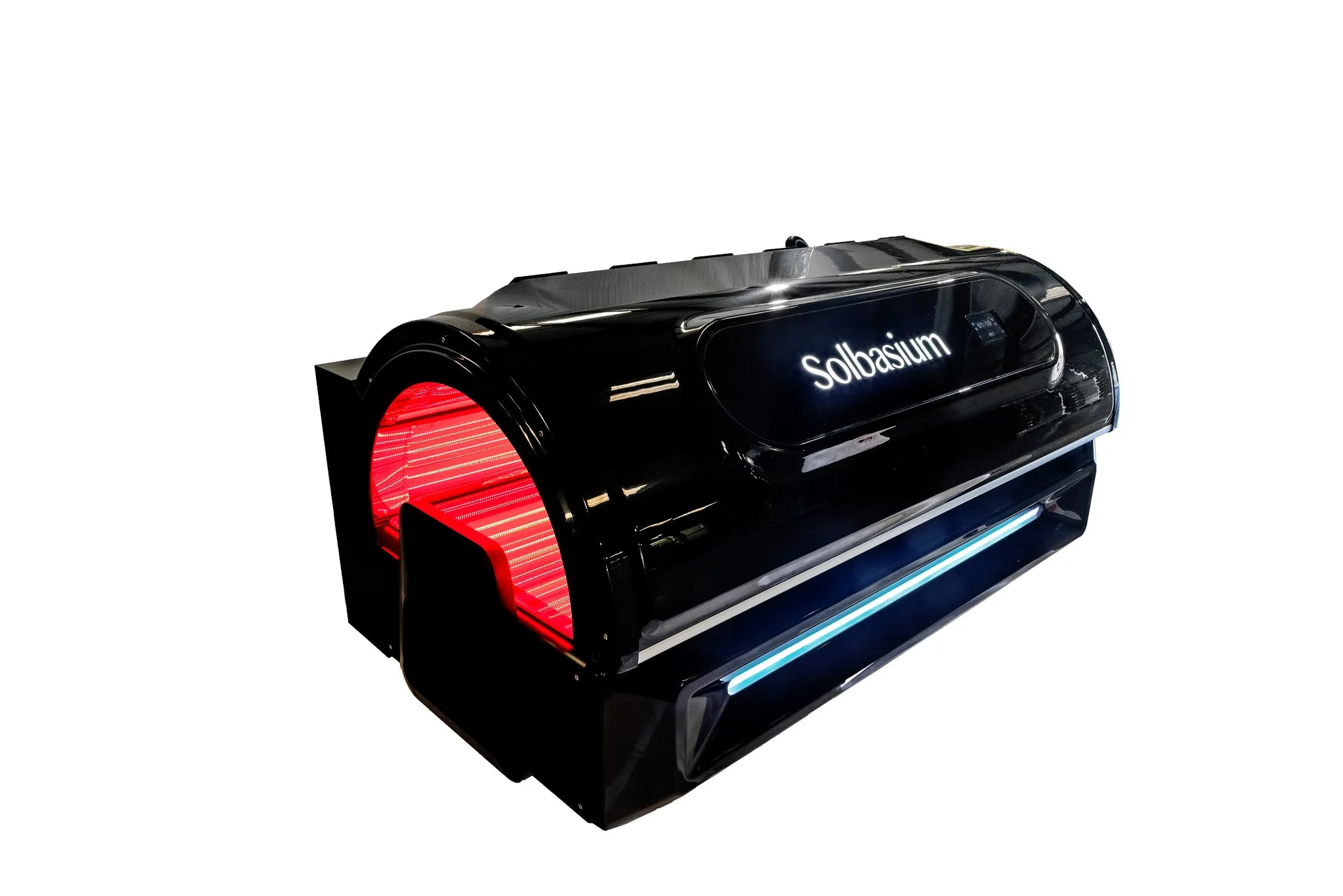 Helios black commercial red light therapy bed closed view Solbasium